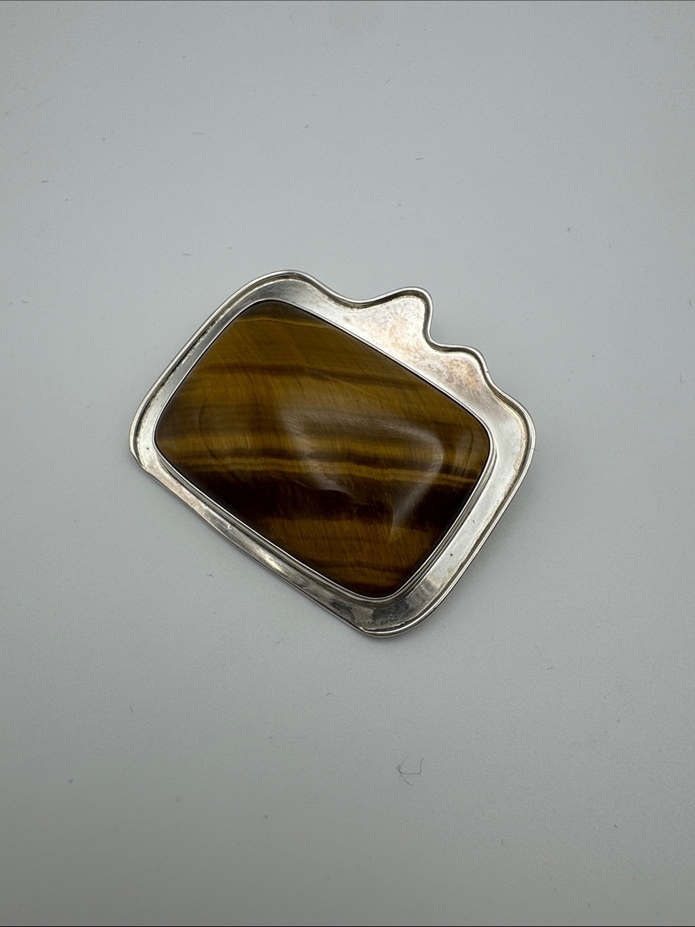 Tiger Eye Stone Silver-Tone Pendant